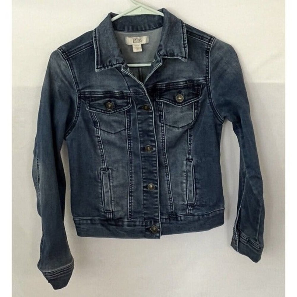Vintage America Blues Denim Jacket Women's Size Extra Small Button Down Jacket